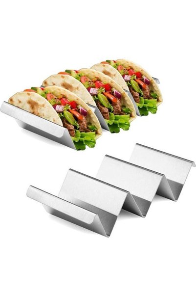 Morvena Picks Suport pentru taco cu 3 compartimente, Set de 2, Oțel inoxidabi...