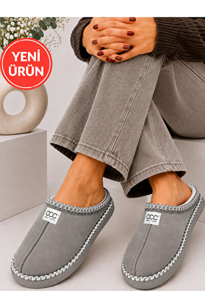 STOCON Lora Women's Suede Textured Fur Lined Embroidery Detailed Warm Soft So...