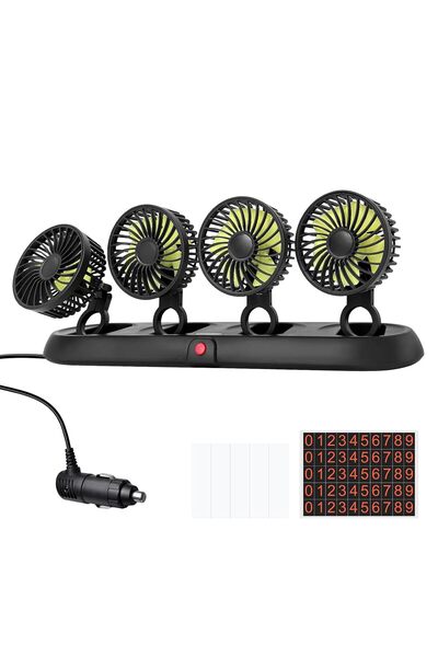 Morvena Picks Ventilator auto portabil cu 4 capete – 3 viteze, 360 °   rotati...