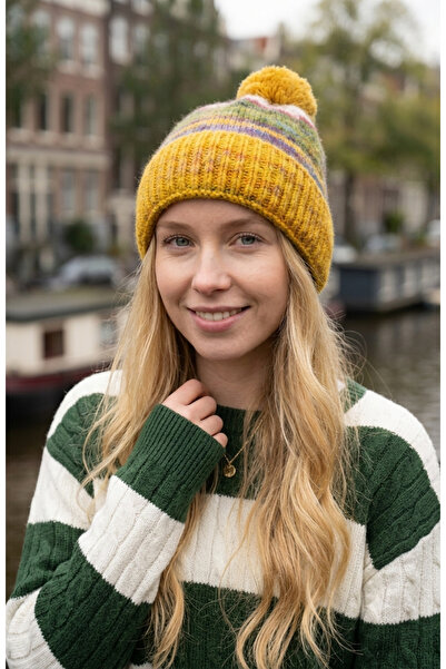 LAGRANZE Norden ™   Pompom Ethnic Patterned Soft Textured Knitted Beanie 2748