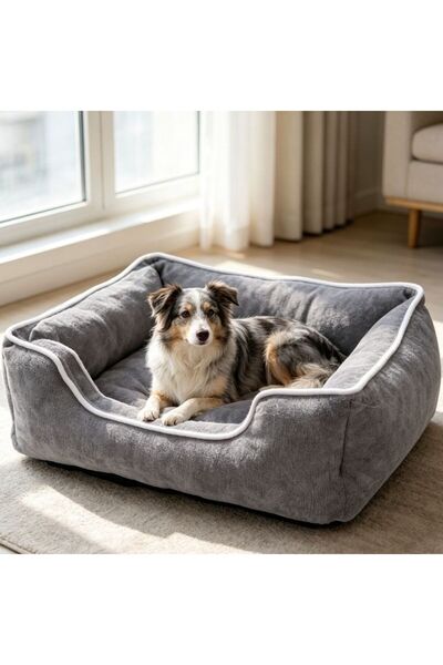 idei Set of three square soft fluffy fabric pet sofa beds, multiple sizes, hi...