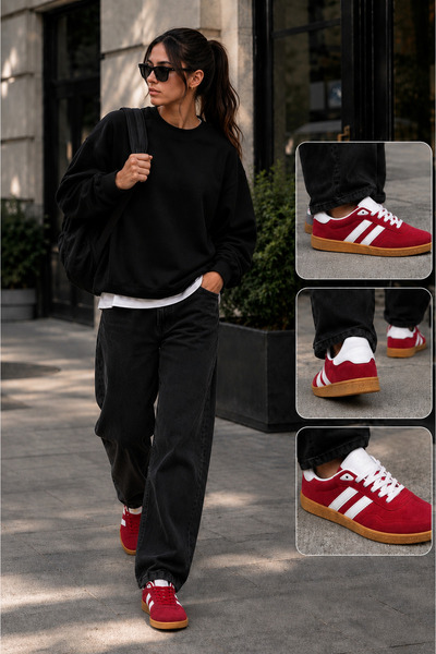 Genel Markalar Unisex Spor Ayakkabı Kırmızı/Beyaz
