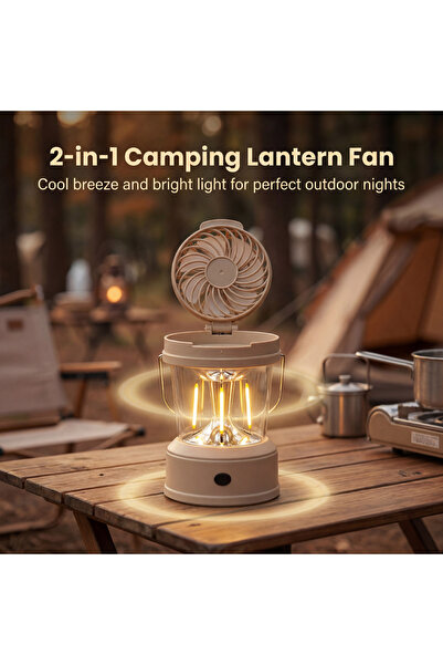 Morvena Picks Design pliabil 2-în-1, lampă electrică de camping cu ventilator...