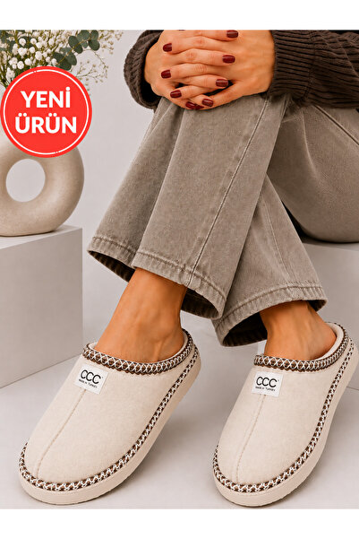 STOCON Lora Women's Suede Textured Fur Lined Embroidery Detailed Warm Soft So...