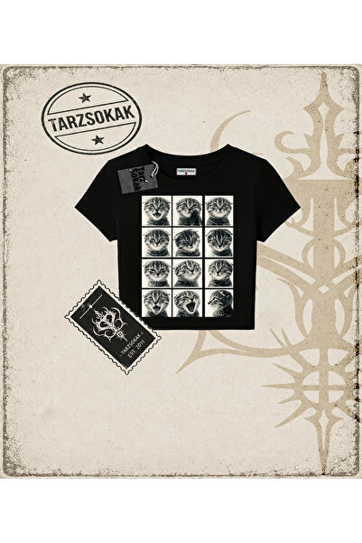 Tarzsokak Gotička i grunge ulična odjeća MAČKA RETRO (3) Dječja majica