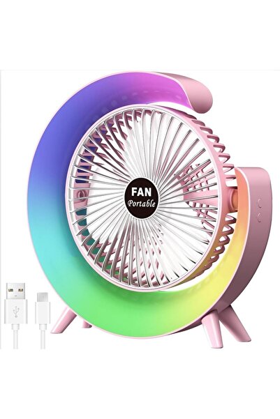 Morvena Picks Ventilator de birou USB nou, cu 3 viteze și iluminare LED color...