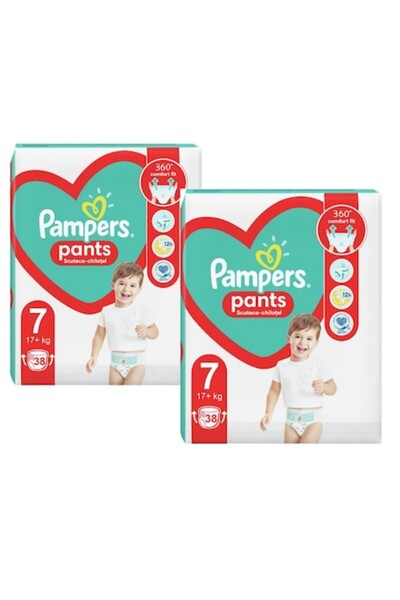 Pampers Scutece tip chilot Jumbo Pack, Mărimea 7, 17+ kg, 76 bucăți
