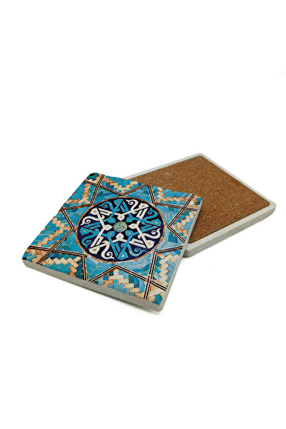 Sadrazam Cami Chinese (Iran) Printed Natural Stone Coaster 10X10 Kd-43