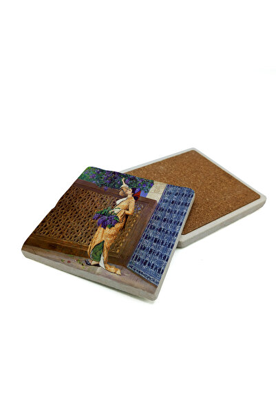 Sadrazam Osman Hamdi Bey – Girl Picking Lilacs Painting Printed Natural Stone...