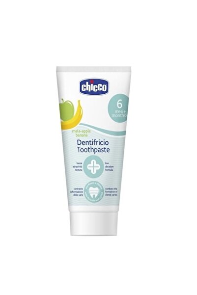 Chicco Pastă de dinți pentru copii, Chicco, Fluor, Măr și Banană, 6 luni +