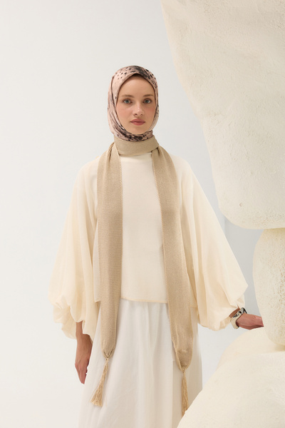 Qef Patterned Twill Scarf Prime Beige