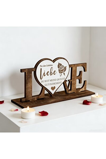Morvena Picks Semn din lemn LOVE, Decorațiune de Ziua Îndrăgostiților – Decor...