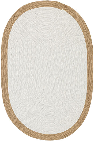Cool Halı Glenn Krem Kahve Oval Kilim Pamuklu El Dokuması Örgü Çift Taraflı Y...