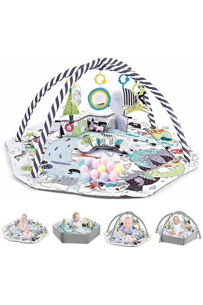 HI-FINE Baby Play Gym & Activity Mat Washable Baby Activity Play Mat with 18 ...