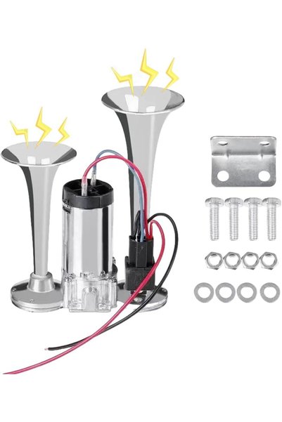 Morvena Picks Claxon pneumatic 12V 600DB cu două trompete, claxon pneumatic s...