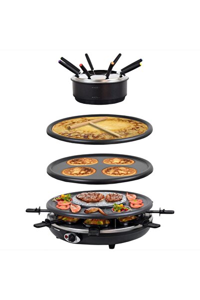 Syntrox Almanya RAC-1350W-Vaud 4'ü 1 Arada Raclette Izgara Fondü Sıcak Taş,