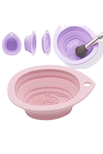 Choice3 Pink New Silicone Makeup Brush Cleaner Folding Powder Puff Cleaning B...