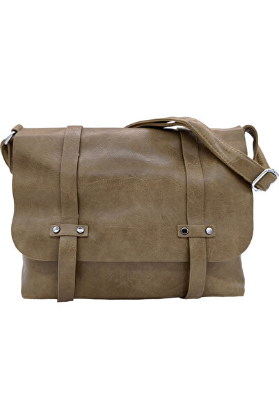 GIFT-ME.GR Τσάντα Ταχυδρόμου Unisex, Επαγγελματική, Με Ιμάντες - Μεσαία - Μπεζ