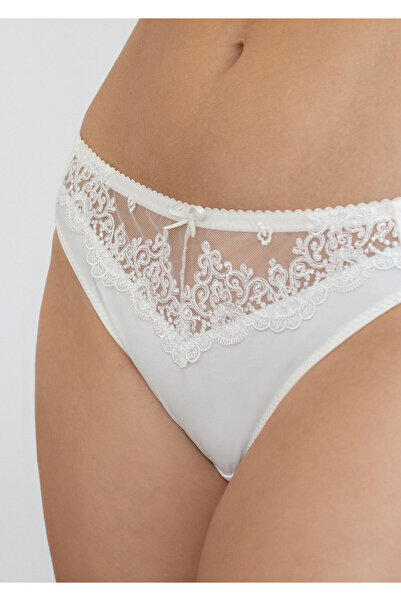 KLEO Chiloti tanga dama, Kleo, Eva, XL, alb, broderie eleganta in fata, fundi...