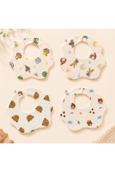 Choice1 Lion Aircraft Team 4Pcs Ultra-Soft Waterproof Gauze baby Drool Bibs f...