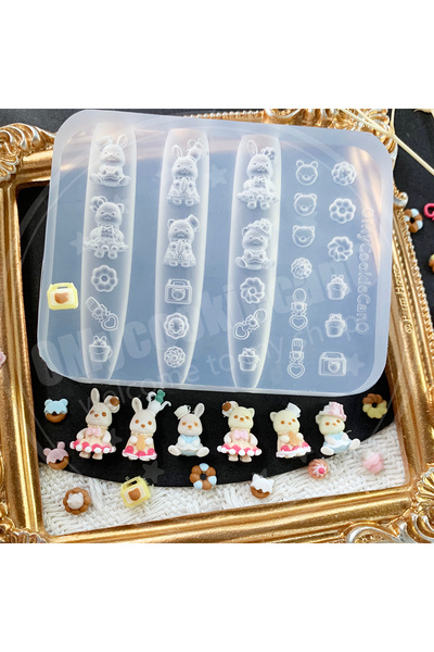 Choice 1 Super Cute, Small Animal Teapot Set, Rabbit, Kitten Nail Art Mold, C...