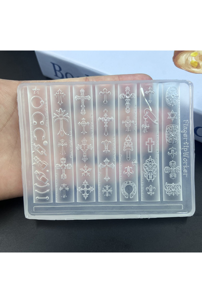 Choice3 W 3D Gothic Rivet Nail Art Mold Transparent Silicone DIY Punk Letter ...
