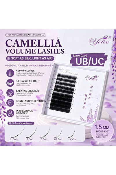 Choice Mix 9-14mm 0.07mm UC Yelix Camellia Volume Lashes Manhua Eyelash Exten...