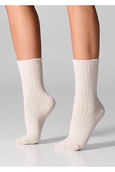 Legs Sosete merino si casmir, LEGS, 36-40, Milk, model raiat, ultramoi, usoar...