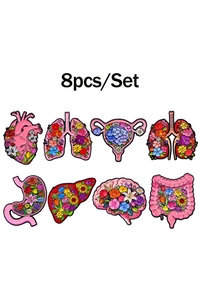 Choice28 Light Yellow Gold Color Medical Organs Enamel Pin Flower Brain Heart...