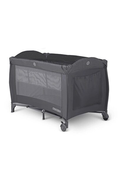 Ricokids Pătuț de călătorie pliabil pe 2 niveluri, cu saltea și roți cu frână, Antracit 125x65 cm