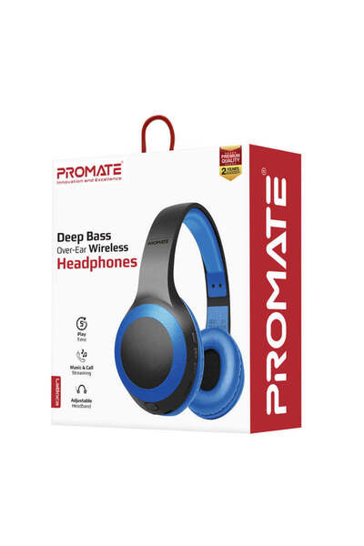 Promate LaBoca Deep Bass Over-Ear Wireless Headphones, 1 Year