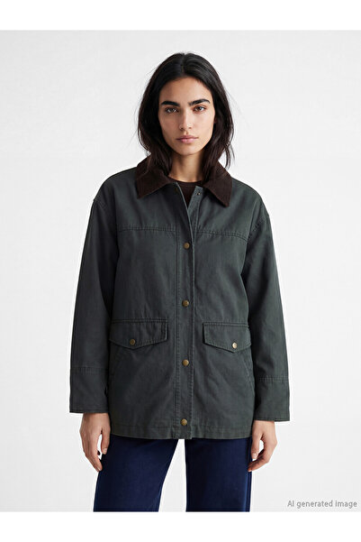 LC Waikiki Shirt Collar Women's Gabardine Coat