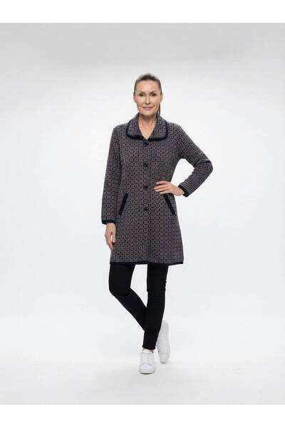Giyim Dünyası Women's Side Pocket Patterned Cardigan Mink