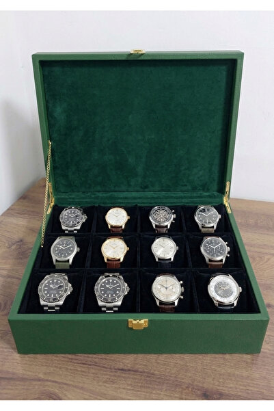 aswood Leather Covered Wooden Watch Box, 12 Watch Storage Box, Stylish Watch ...