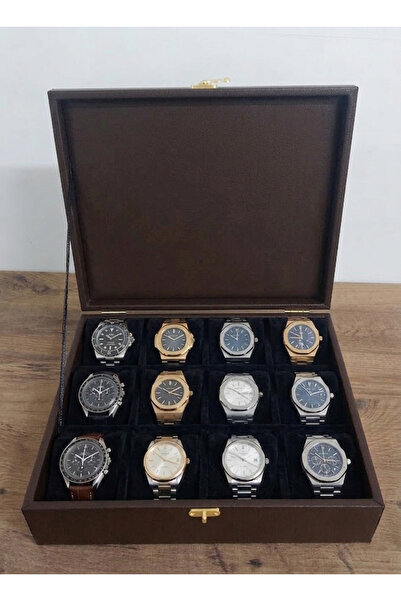 aswood Leather Covered Wooden Watch Box, 12 Watch Storage Box, Stylish Watch ...