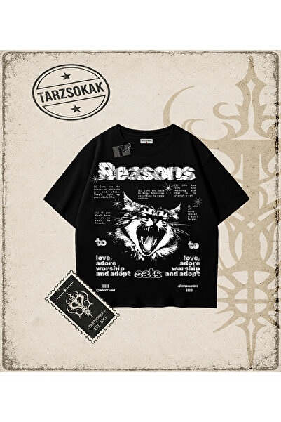 Tarzsokak Gothic & Grunge STREETWEAR REASONS EATS CAT majica
