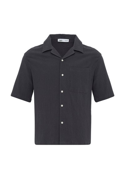 S13 Store Pocket detailed short sleeve oversize linen shirt