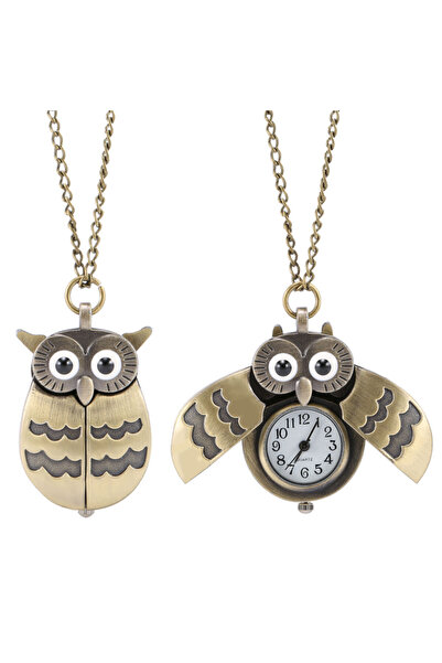 Choice Blue Fashion Vintage Men Women Alloy Retro Owl Shape Clock Pendant Lon...