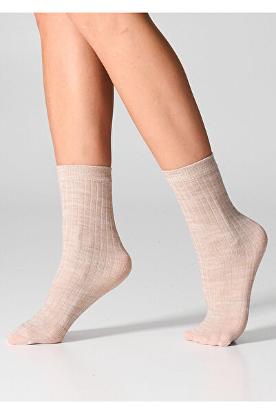 Legs Sosete lana merino, LEGS, ONE SIZE, Bej melanj, tricot fin, termoreglare...