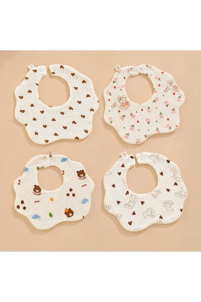 Choice Flower Rabbit Combo 4Pcs Ultra-Soft Waterproof Gauze baby Drool Bibs f...