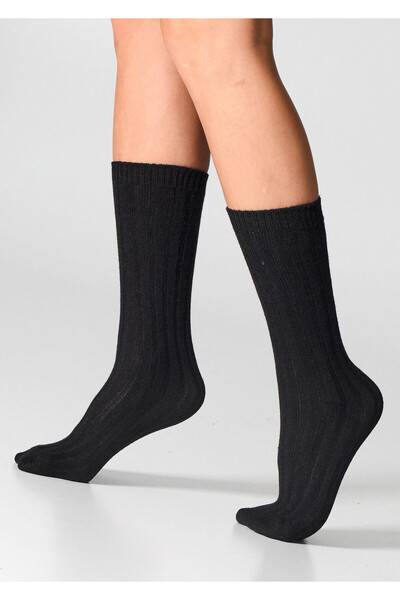 Legs Sosete angora rabbit, LEGS, ONE SIZE, Negru, model raiat, extrem de moi,...