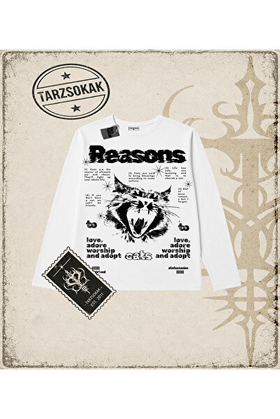 Tarzsokak Gothic & Grunge ULIČNA ODEĆA REASONS EATS CAT Dugi Rukav