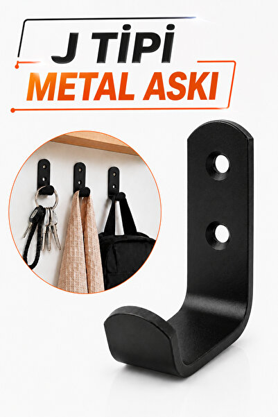 Badem10 Siyah Portmanto Askı Vestiyer Duvar Dolap Elbise Askısı Siyah Metal M...