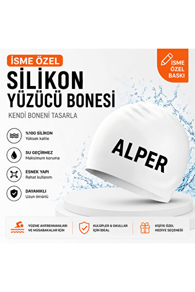 Apex İsim Baskılı Premium Silikon Yüzücü Bonesi