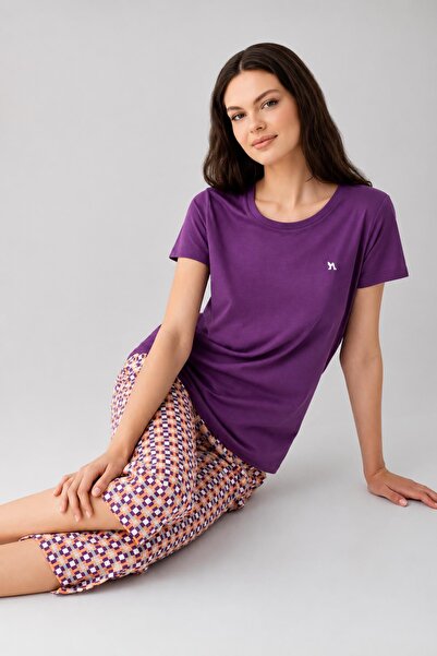 Arnetta Premium Women's Crew Neck Modal Cotton Regular Fit Short Sleeve Capri...