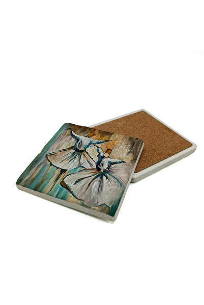 Sadrazam Semazen Printed Natural Stone Coaster 10X10 1G-Semazen4