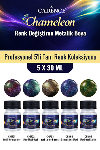 Cadence Boya 5X30ML Chameleon Renk Değiştiren Metalik Boya - Profesyonel 5'li...