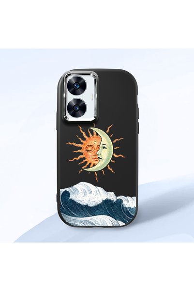 ucuc Realme C55 Compatible Retro Style Sun Moon Sea Wave Pattern Shock Absorb...