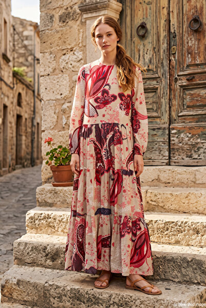 Ceremony Waist Drawstring and Belt Detailed Dress 776 Fuchsia