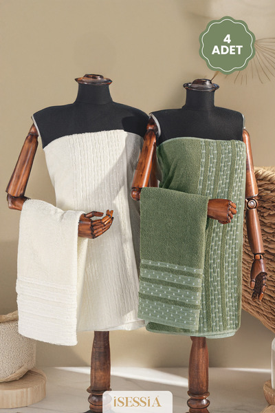 Isessia Pera 4-Piece Bath Towel Set |   2 Pieces of 70 × 140 and 2 Pieces of ...